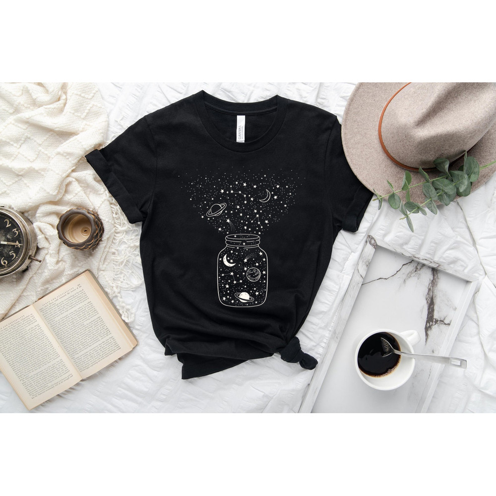 Space Shirt, Star Galaxy T shirt, Astronomy Shirt, Outdoors Shirt, Crescent Moon, Milky Way, Star Unisex Shirt, Constellation Tshirt - 8.jpg