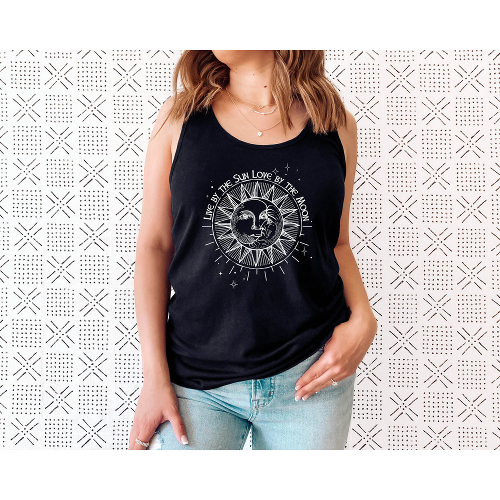 Sun Moon Stars Tank, Celestial Tank, Graphic Top, One with the Sun, Boho Tank, Vintage Tank, Mystical Tee, Moon T shirt, Bohemian - 2.jpg
