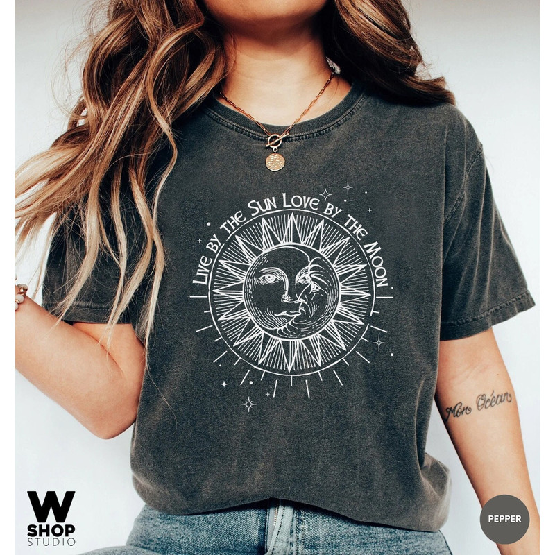 Sun Moon Stars Tee, Celestial Tee, Graphic Tee, Sun Shirt, One with the Sun, Boho Shirt, Vintage Tee, Mystical Tee, Oversized Bohemian - 1.jpg