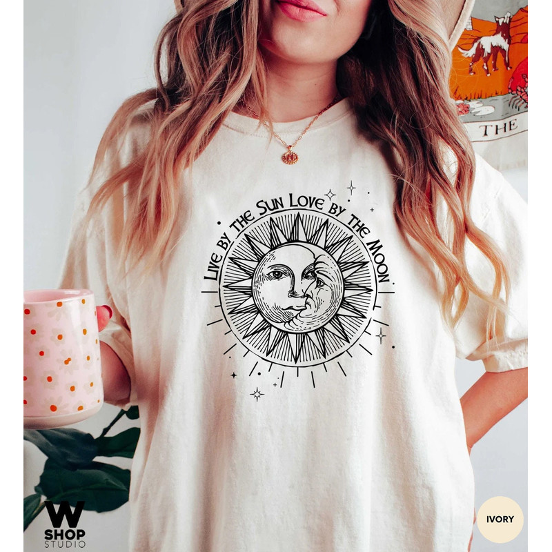 Sun Moon Stars Tee, Celestial Tee, Graphic Tee, Sun Shirt, One with the Sun, Boho Shirt, Vintage Tee, Mystical Tee, Oversized Bohemian - 2.jpg