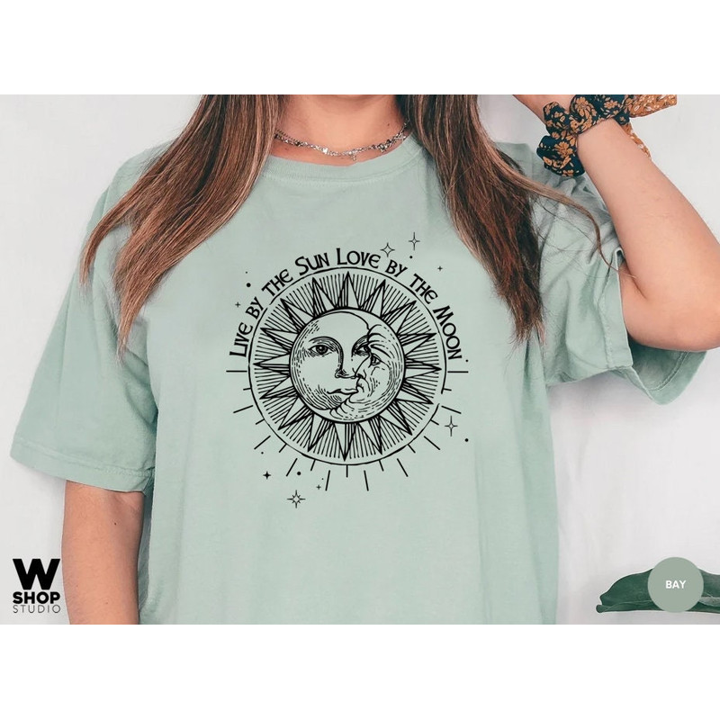 Sun Moon Stars Tee, Celestial Tee, Graphic Tee, Sun Shirt, One with the Sun, Boho Shirt, Vintage Tee, Mystical Tee, Oversized Bohemian - 5.jpg