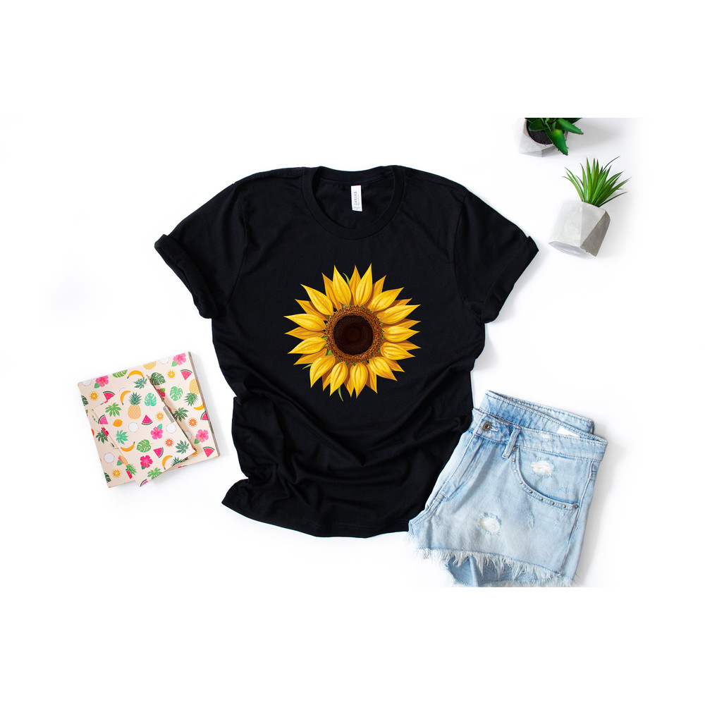 Sunflower Graphic Tee, Bella Canvas, Sunflower Women's Tee, Sunflower T Shirt, Vacation, Gift, Trending, Plus Size - 3.jpg