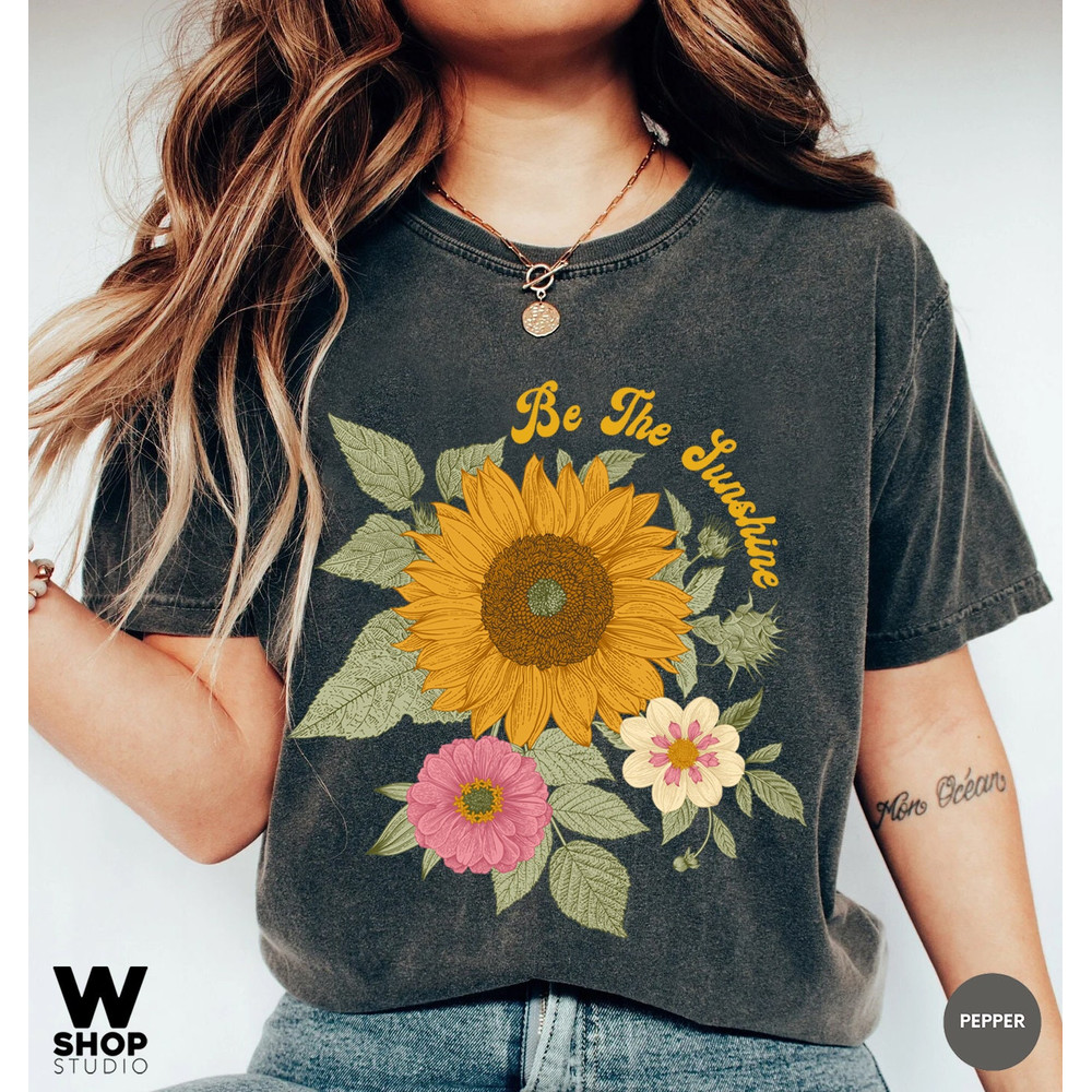 Sunflower Shirt, Comfort Colors Shirt, Floral Tee, Flower Shirt, Garden Womens Fall Shirt, Sunflower Tshirt, Boho Tee - 1.jpg