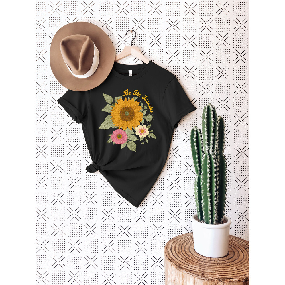 Sunflower Graphic Tee, Hippie Sunflower Shirt, Floral Women's Tee, T Shirt, Vacation, Gift, Trending, Plus Size - 3.jpg