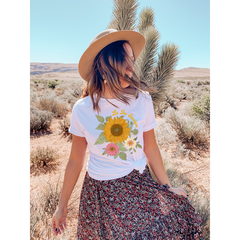 Sunflower Graphic Tee, Hippie Sunflower Shirt, Floral Women's Tee, T Shirt, Vacation, Gift, Trending, Plus Size - 4.jpg