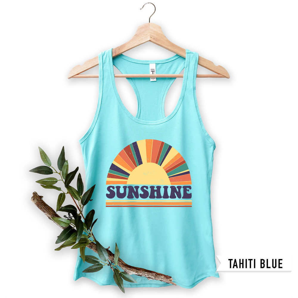 Sunshine Tank, Cute Summer Tanks, Sunflower Tank Top Women, Sunflower Summer Racerback Tank, Retro Summer Tee, Cute Vacation Tanks - 3.jpg