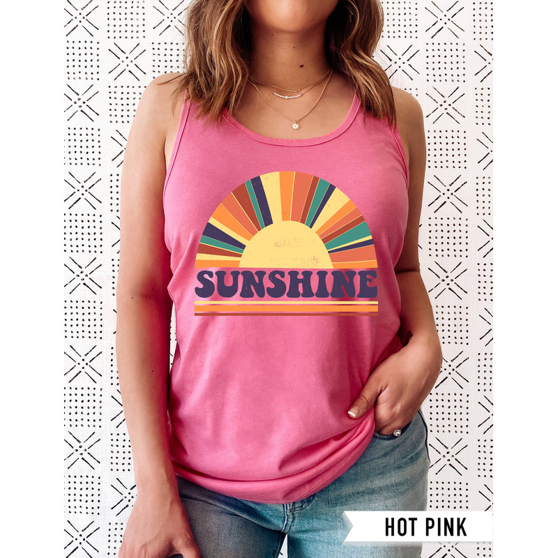 Sunshine Tank, Cute Summer Tanks, Sunflower Tank Top Women, Sunflower Summer Racerback Tank, Retro Summer Tee, Cute Vacation Tanks - 6.jpg