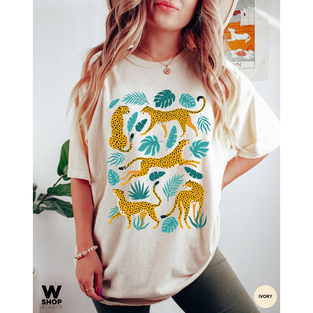 Tiger Graphic Tee, Comfort Colors Shirt, Trendy Boho Shirt, Women Botanical Shirt, Wild Animal T shirt, Safari Jungle Tee - 3.jpg
