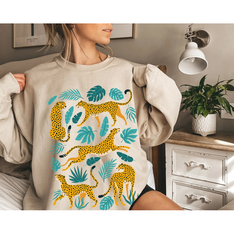 Tiger Sweatshirt, Women Botanical Shirt, Trendy Boho, Wild Animal Sweatshirt, Womens Safari, Jungle Tee - 1.jpg