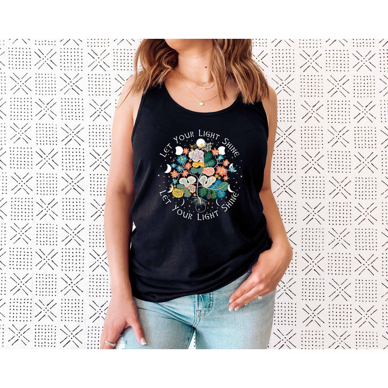 Wild Flowers Tank, Boho Moon Tank Top, Wildflower Tank , Floral Tank Tee, Wildflowers, Womens Tees, Ladies Shirts, Gift for Her - 1.jpg