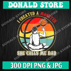 mens i created a monster she call me dad softball baseball lover png, baseball dad, father's day png, dad sublimation
