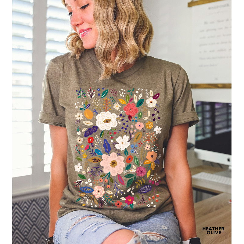 Wildflower Tshirt, Wild Flowers Shirt, Floral Tshirt, Flower Shirt, Gift for Women, Ladies Shirts, Best Friend Gift - 4.jpg
