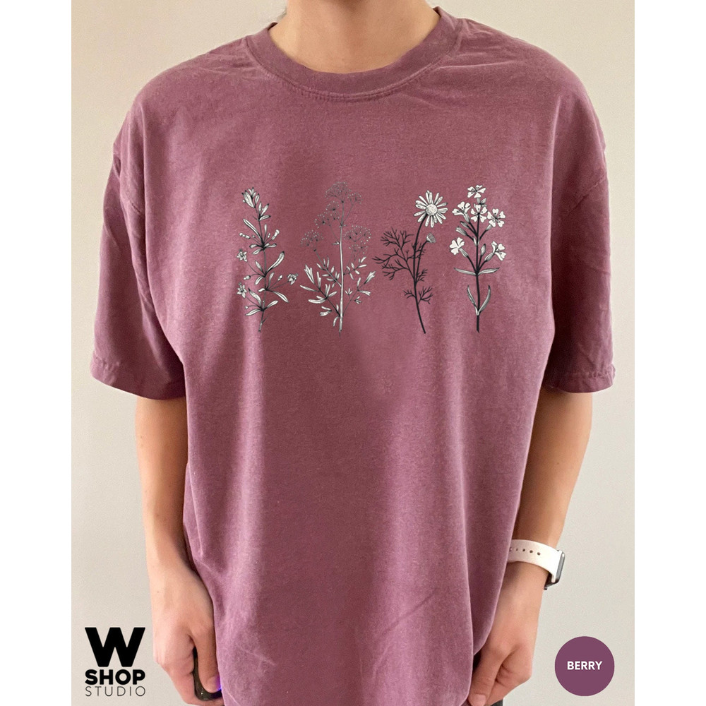 WildFlowers Shirt, Bohemian Shirt, Wild flower Tshirt, Floral Shirt, Meadow Flowers, Oversized Womens Tees, Ladies Shirts, Gift for Her - 8.jpg