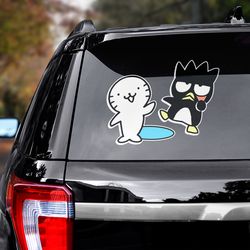 hello kitty decal for car, anime car decal, anime decal, anime sticker, badtz maru decal, hello kitty sticker