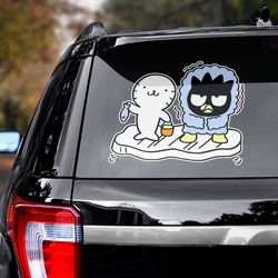 hello kitty decal for car, hello kitty sticker, anime car decal, anime sticker, badtz maru decal, anime decal