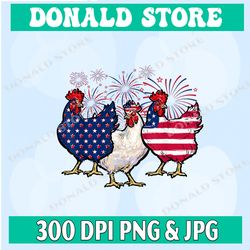 fourth of july funny chicken farmer american flag patriotic png, digital download