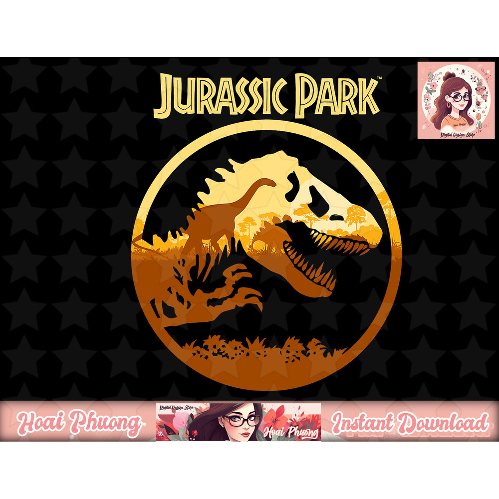 Jurassic Park Logo With Dinosaur Scene Graphic png, instant download.jpg
