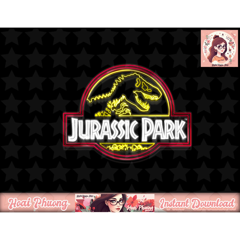 Jurassic Park Neon Sign Fossil Logo Graphic png, instant download.jpg