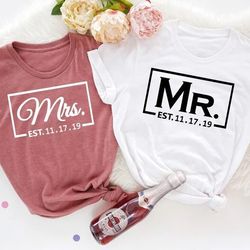mr and mrs shirt, couple shirt, just married shirt, honeymoon shirt, couples shirts, wife and hubs shirts, couple matchi