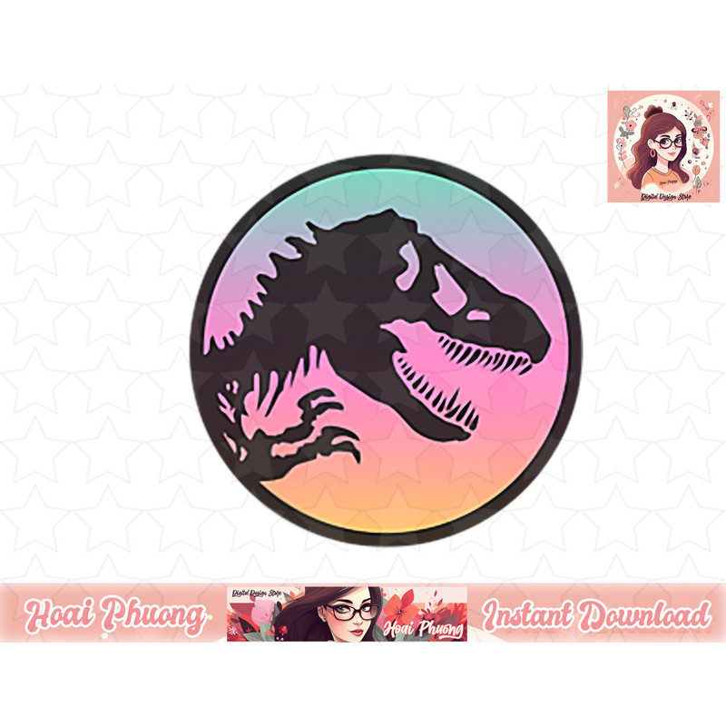 Jurassic Park Pastel Gradient T-Rex Logo png, instant download.jpg