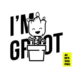 i am groot svg, i am groot font svg, i am groot black svg, groot svg, marvel svg, disney svg, png digital file