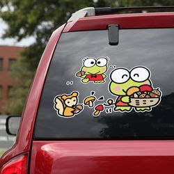hello kitty sticker, hello kitty decal for car, anime car decal, anime sticker, keroppi decal, anime decal