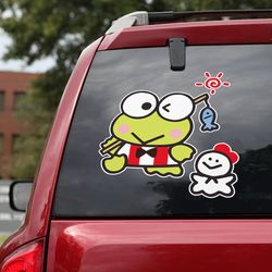 hello kitty decal for car, hello kitty sticker, anime car decal, anime sticker, keroppi decal, anime decal