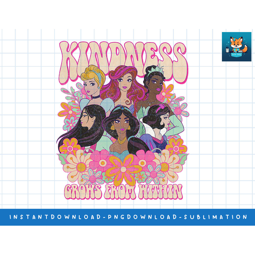 Disney Princess Kindness Grows From Within Floral Group png, sublimate, digital print.jpg