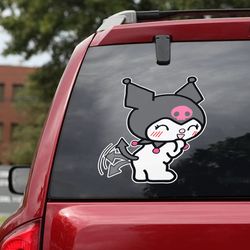 hello kitty sticker, hello kitty decal for car, anime car decal, anime decal, anime sticker, kuromi decal