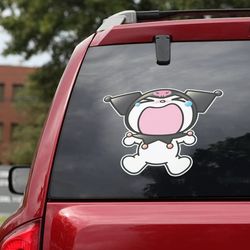 hello kitty sticker, anime car decal, anime decal, anime sticker, kuromi decal, hello kitty decal for car