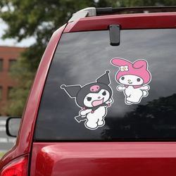 hello kitty decal for car, hello kitty sticker, anime car decal, anime sticker, kuromi decal, anime decal