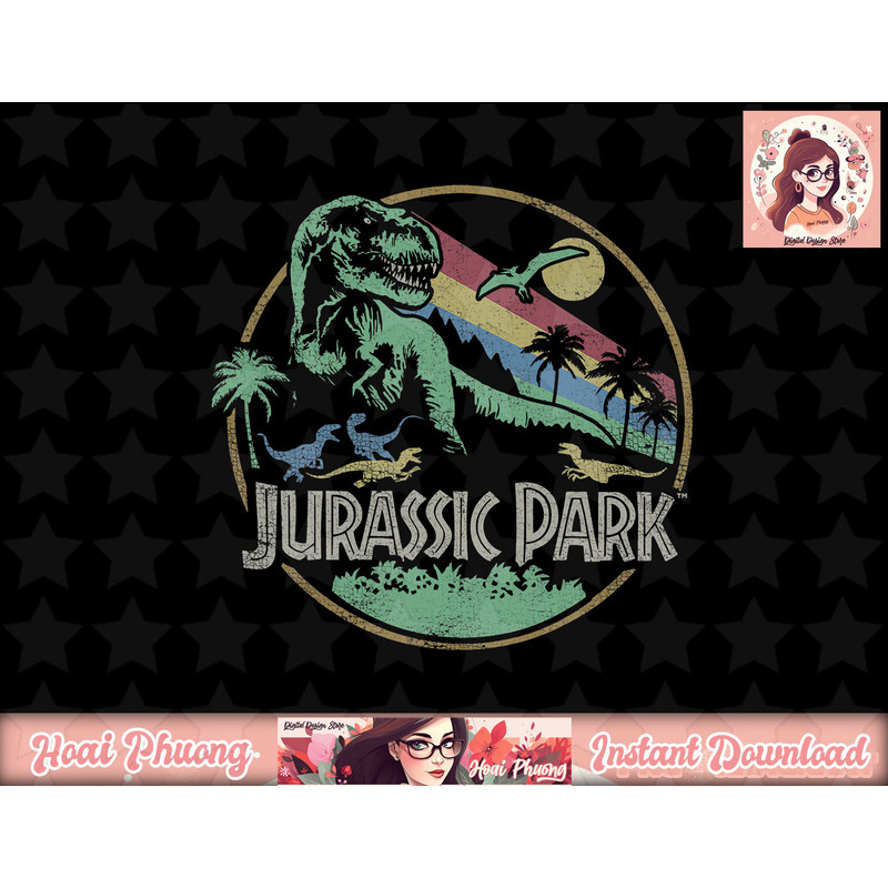 Jurassic Park Retro Darken Color Circle Logo png, instant download.jpg