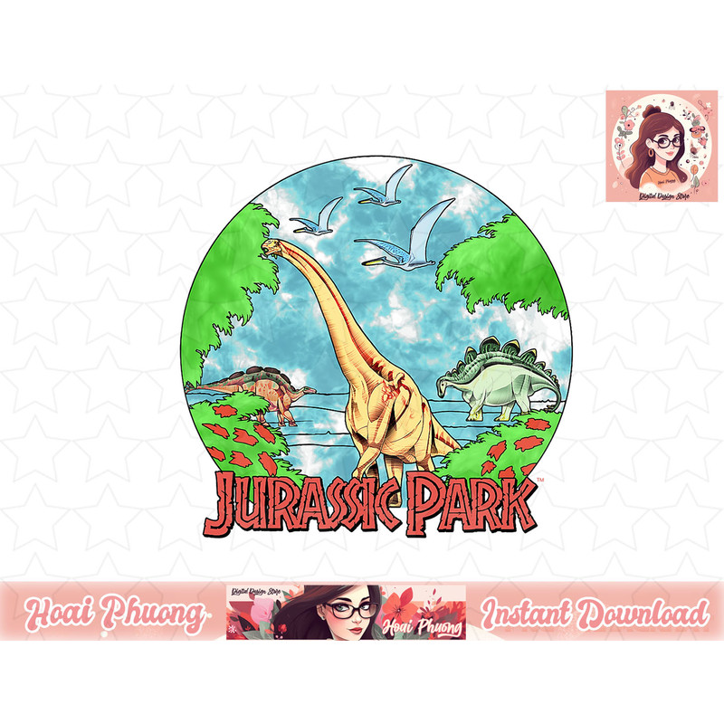 Jurassic Park Retro Dino Colorful Full Shot Graphic png, instant download.jpg