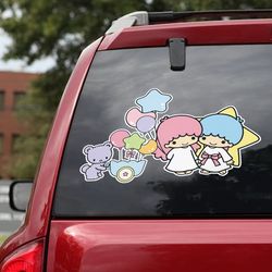 anime car decal, hello kitty sticker, hello kitty decal for car, anime decal, little twin stars decal, anime sticker