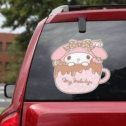 hello kitty sticker, hello kitty decal for car, anime car decal, anime decal, anime sticker, my melody decal