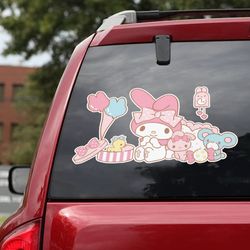 hello kitty sticker, hello kitty decal for car, anime car decal, anime sticker, my melody decal, anime decal