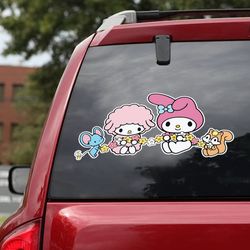 hello kitty decal for car, hello kitty sticker, anime car decal, anime decal, anime sticker, my melody decal