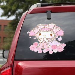 hello kitty decal for car, anime car decal, anime decal, anime sticker, my melody decal, hello kitty sticker