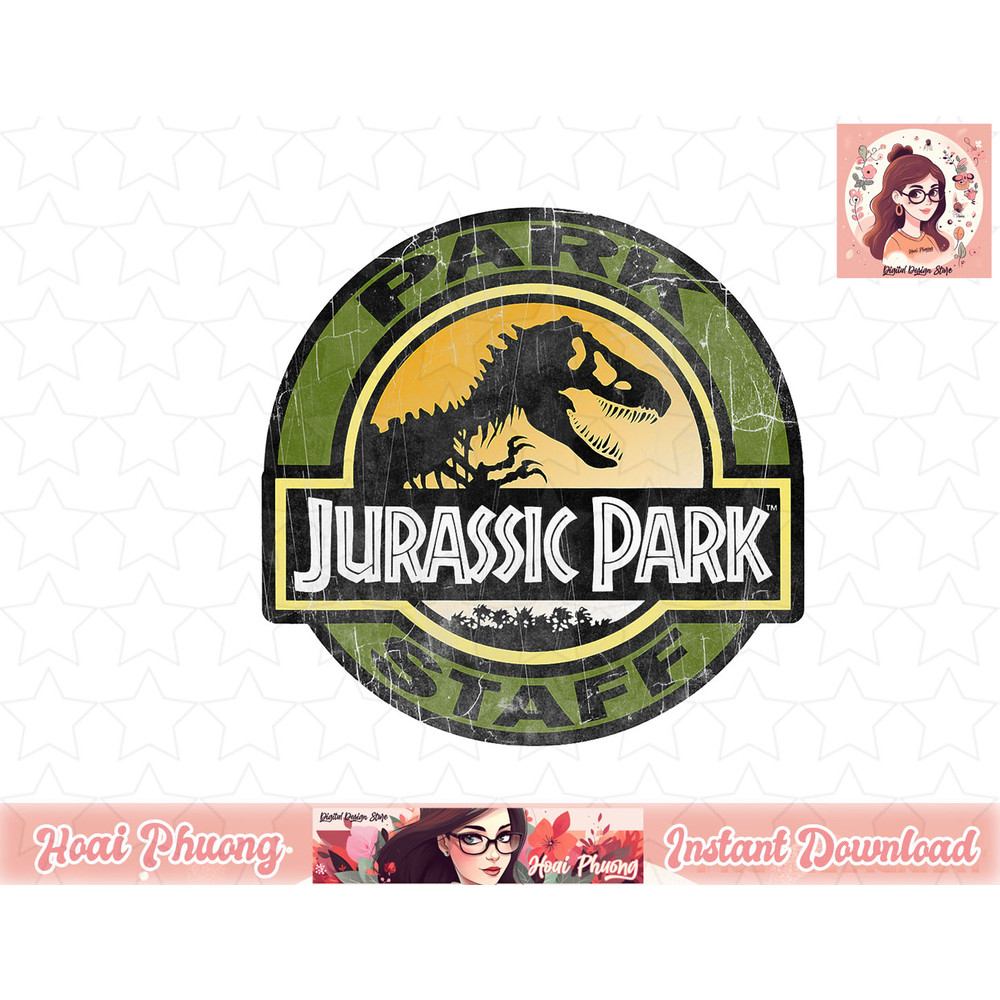 Jurassic Park Staff Retro Distressed Logo Graphic png, instant download.jpg