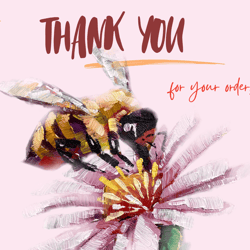 thank you! digital card to download insect painting creeting card.
