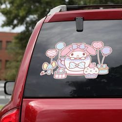 hello kitty decal for car, hello kitty sticker, anime car decal, anime sticker, my melody decal, anime decal