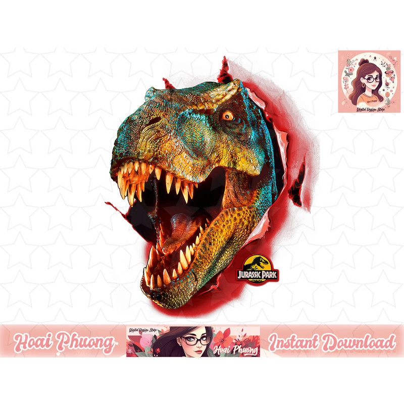 Jurassic Park T-Rex Break Through Roar png, instant download.jpg