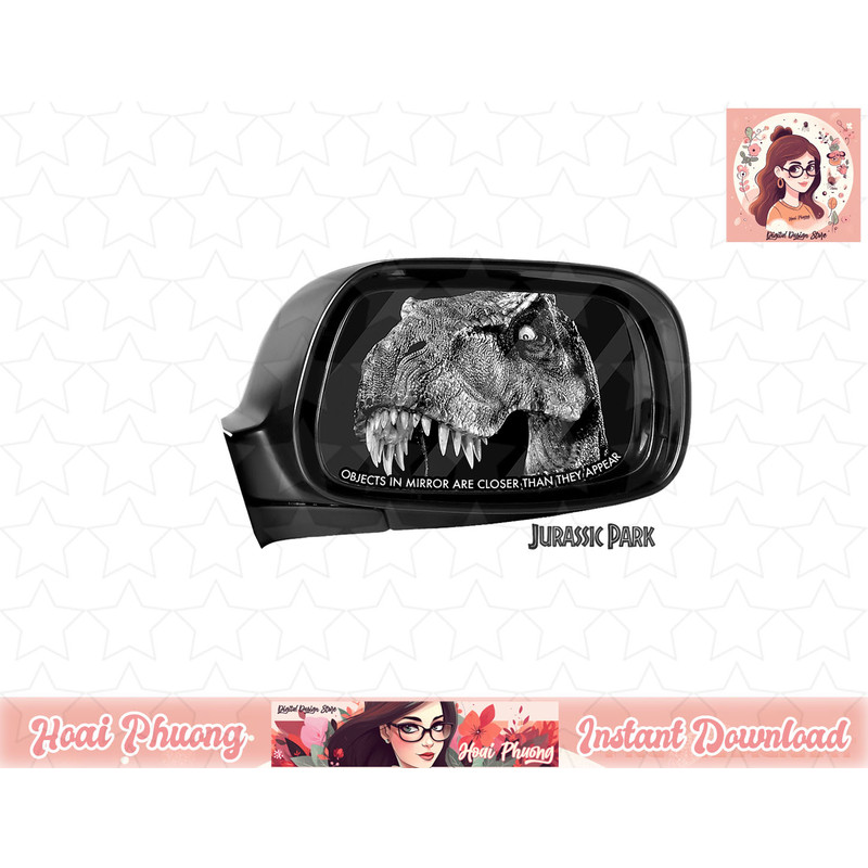 Jurassic Park T-Rex In Car Side Mirror png, instant download.jpg