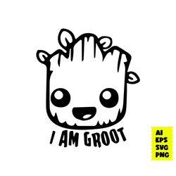 Groot Face Svg, Baby Groot Svg, I Am Groot Svg, Groot Black Svg, Groot Svg, Marvel Svg, Disney Svg, Png Digital File