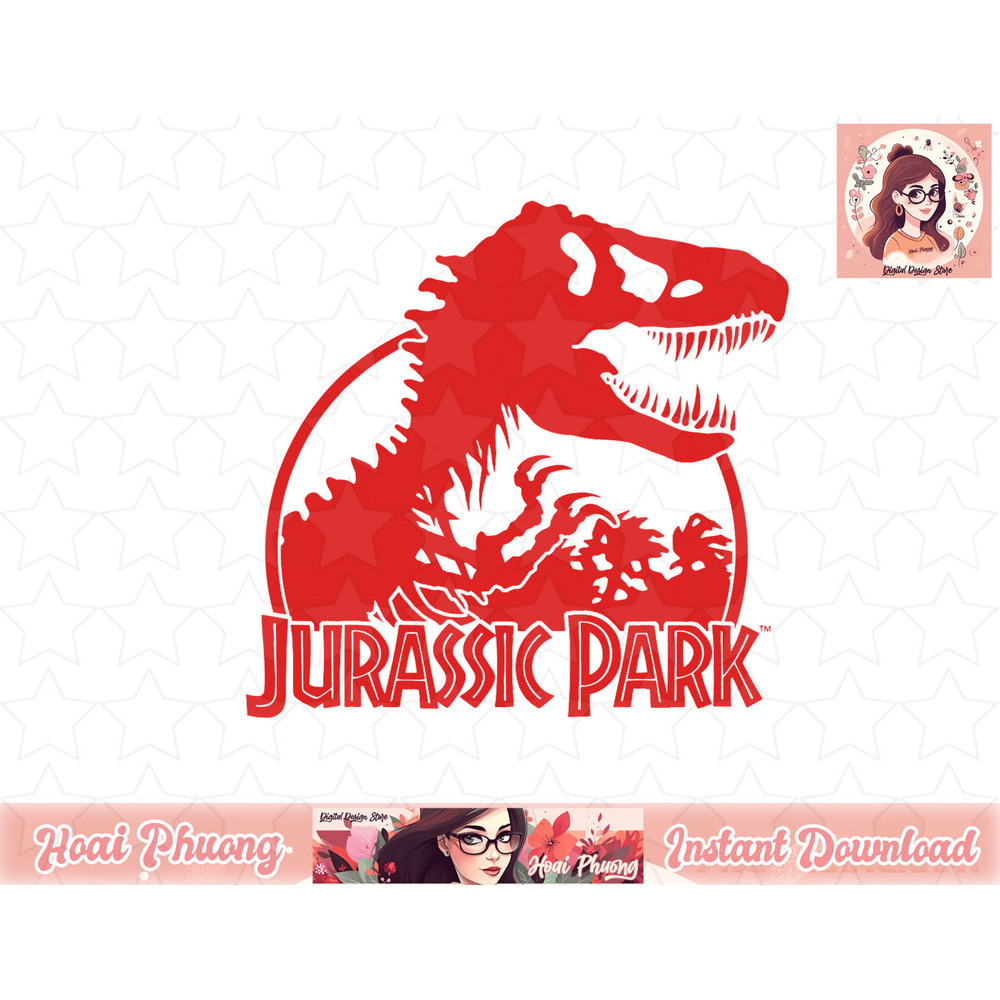 Jurassic Park T-Rex Popping Out Of Logo Graphic png, instant download.jpg