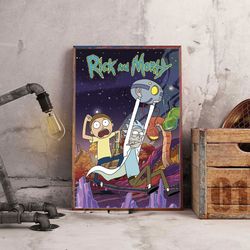 movie decoration, rick and morty poster, rick and morty wall art, movie wall art, sitcom poster, movie poster