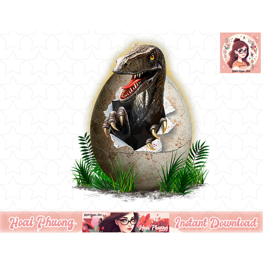 Jurassic Park Velociraptor Baby Hatching From Egg png, instant download.jpg