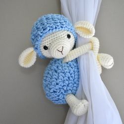 Blueberry Sheep curtain tieback Crochet Pattern, Amigurumi Lamb, Sheep Crochet Pattern