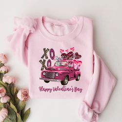 Valentine Truck Sweatshirt,Xoxo Valentines Day Shirts For Woman,Heart Shirt,Cute Valentine Shirt,Valentines Day Gift,Val