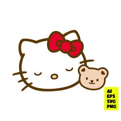 hello kitty face svg, kawaii kitty svg, hello kitty svg, cute cat svg, cat svg, cartoon svg, png digital file